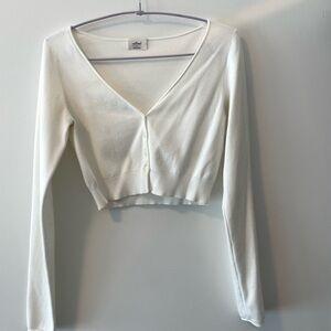 Wilfred White Fitted Long Sleeve Crop Blouse